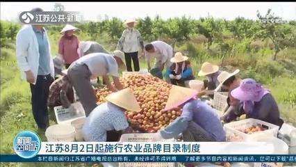 江蘇施行農業品牌目錄制度 以質量抽檢與產品效益為核心，助力食用農產品初加工發展